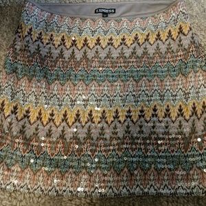 Express multicolored mini skirt size xs